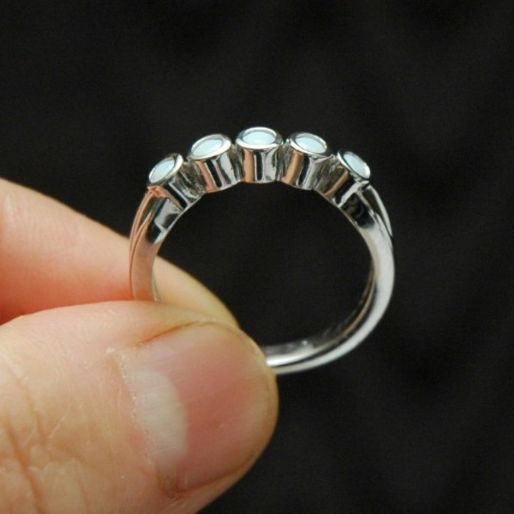 Dainty Opal Ring Sterling Silver Ring - Picture 7 of 8
